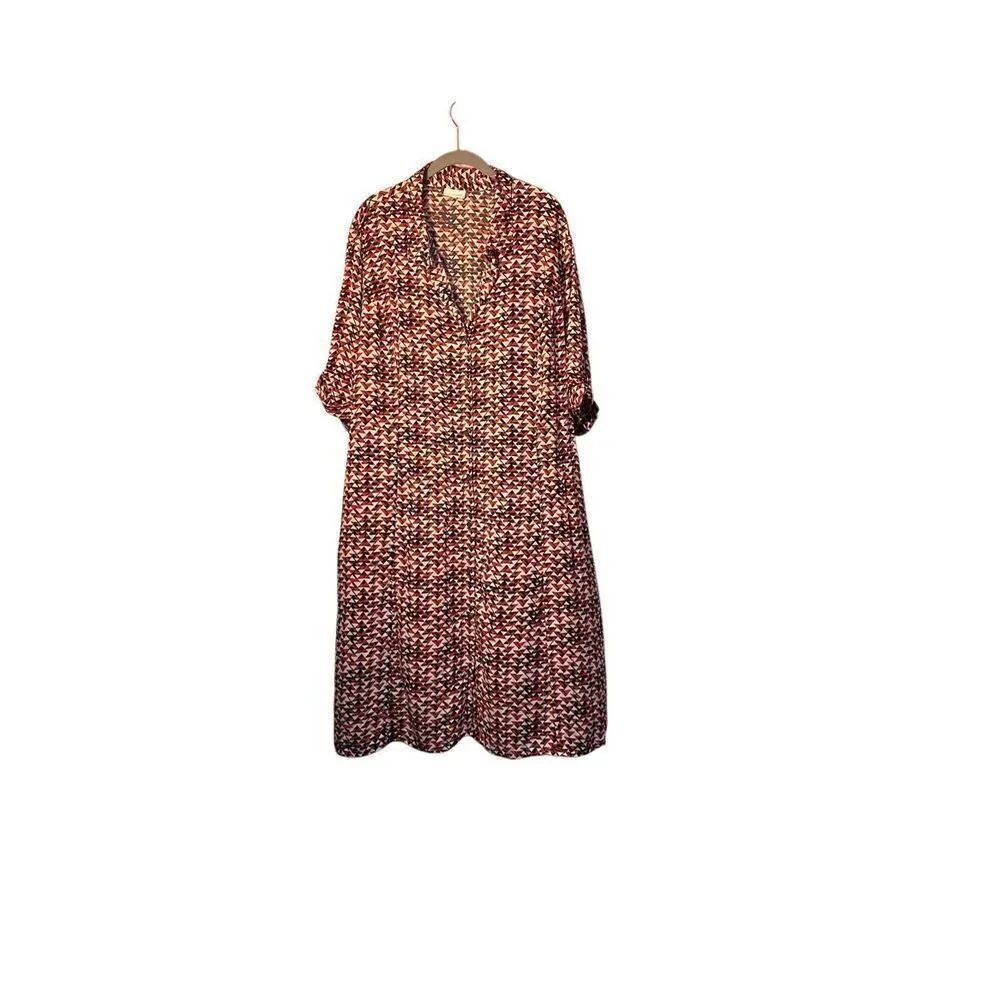 J Jill women’s red black white triangle print tab sleeve dress S/XL